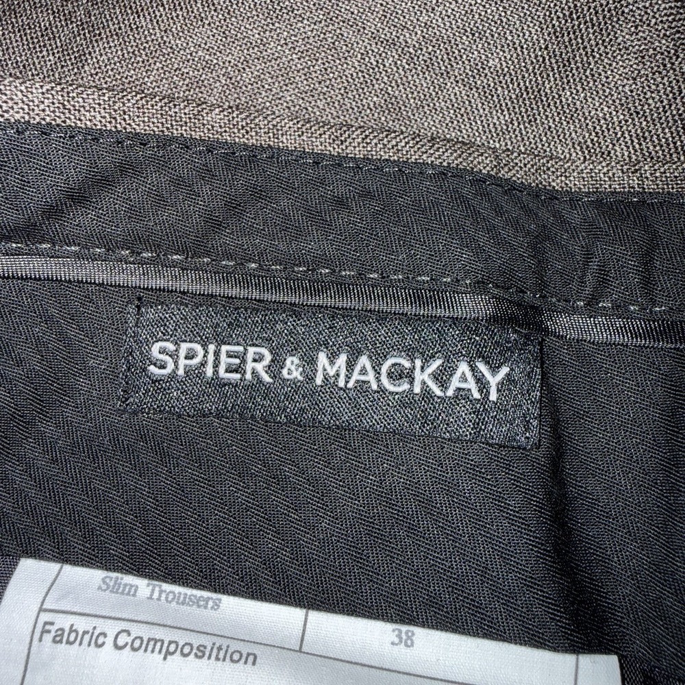 NWT Spier & Mackay Mens Wool Dress Pants Brown Slim Trousers 38x37 Unhemmed - Picture 4 of 7